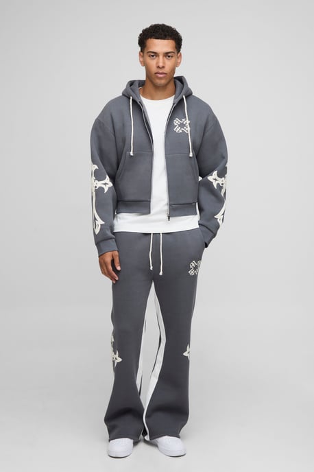 Shrunken Cross Hooded Zip Flare Gusset Tracksuit - Image 1