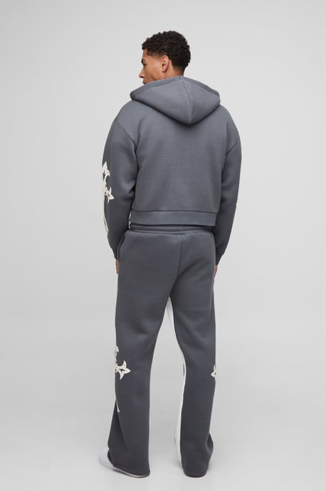 Shrunken Cross Hooded Zip Flare Gusset Tracksuit - Image 2