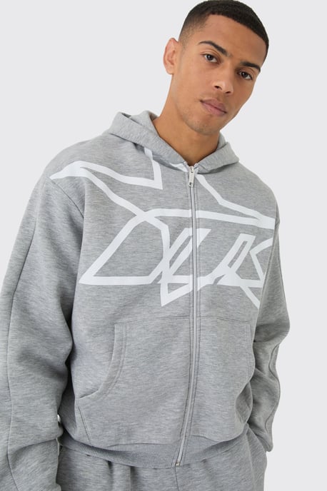 Oversized Boxy M Star Printed Zip Through Hooded Tracksuit - Image 3