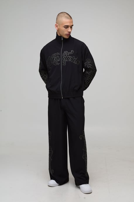Boxy Fit Funnel Neck Zip Through Woven Tracksuit - Image 4