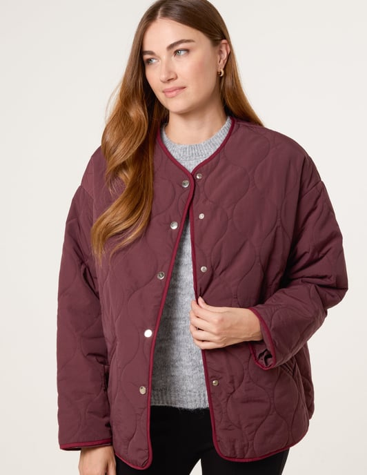 Button Front Quilted Jacket - Image 1