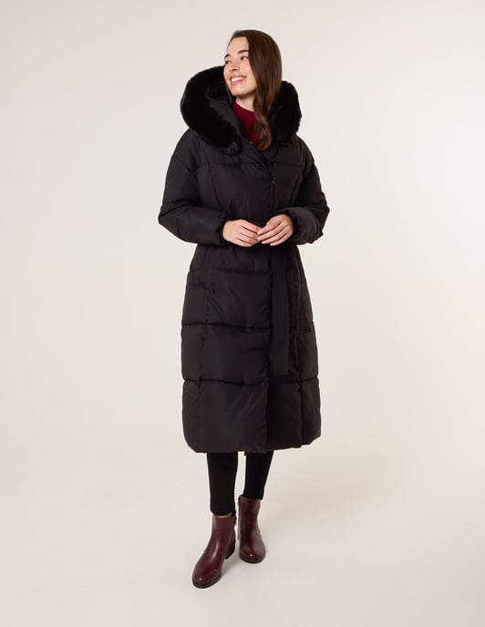 Long Puffer Faux Fur Hooded Coat - Image 1