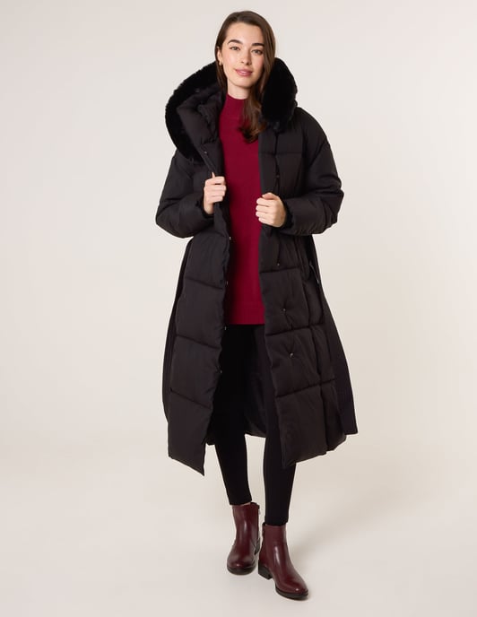 Long Puffer Faux Fur Hooded Coat - Image 3