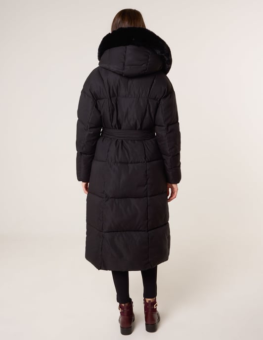 Long Puffer Faux Fur Hooded Coat - Image 4