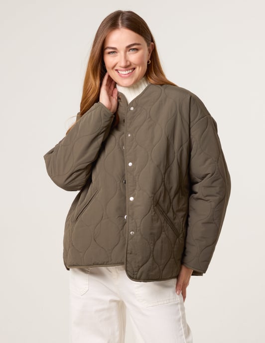 Button Front Quilted Jacket - Image 1