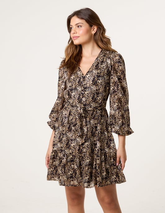 Button Up Belted Chiffon Mini Dress - Image 2