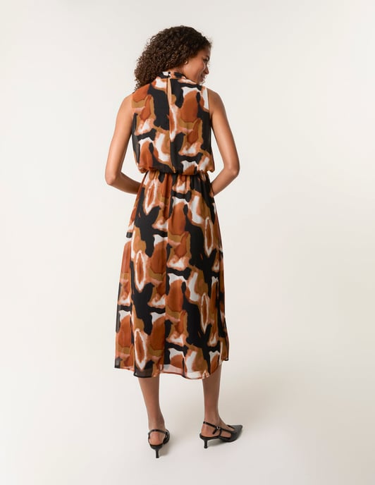 Sleeveless Puffball High Neck Printed Dress - Image 4