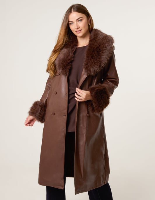 Faux Fur Cuff & Collar Coat - Image 2