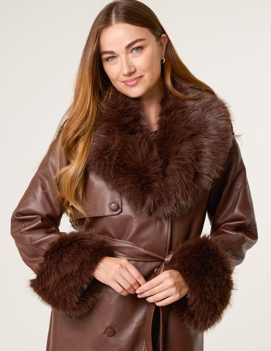 Faux Fur Cuff & Collar Coat - Image 3
