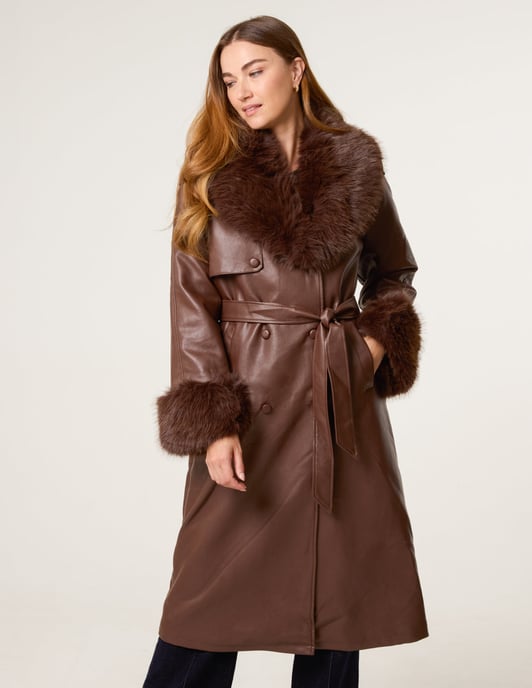 Faux Fur Cuff & Collar Coat - Image 4