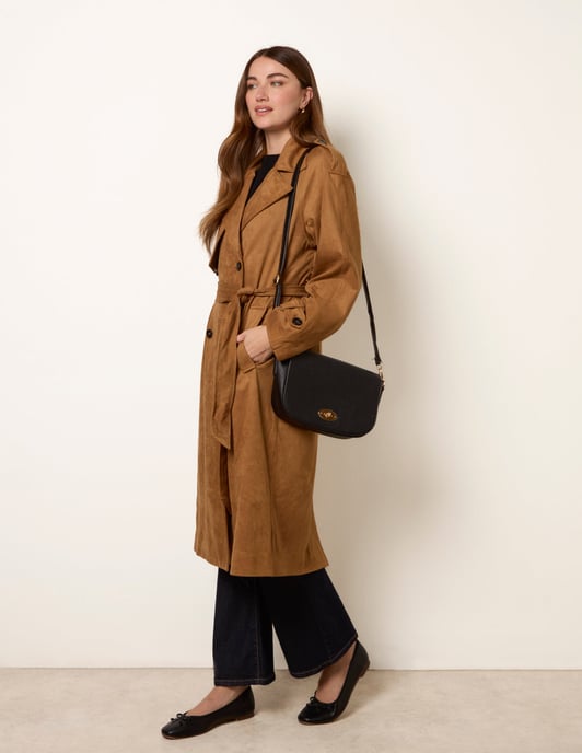Suedette Trench Coat - Image 1