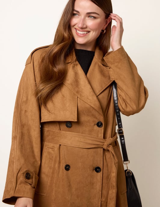 Suedette Trench Coat - Image 2