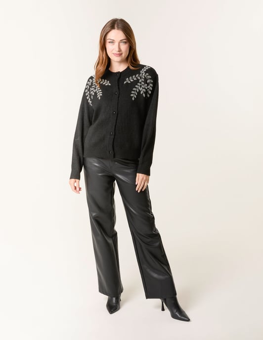 Diamante Detailed Leaf Branch Cardigan - Image 3