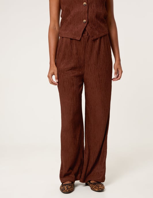 Crinkle Elasticated Waist Wide Leg Trousers - Image 2