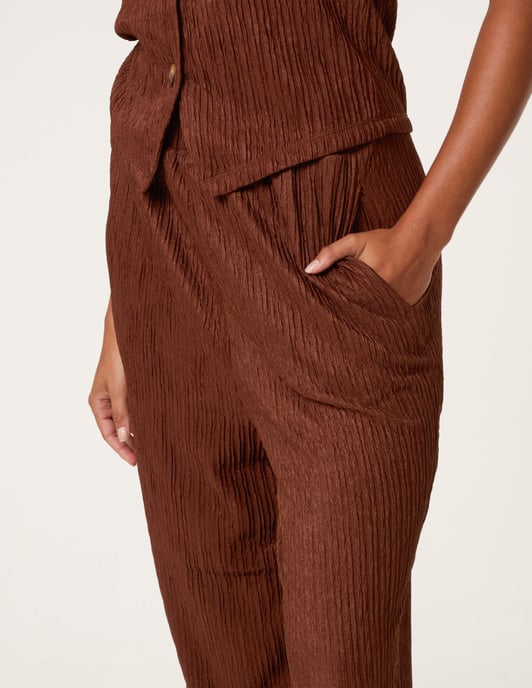 Crinkle Elasticated Waist Wide Leg Trousers - Image 3