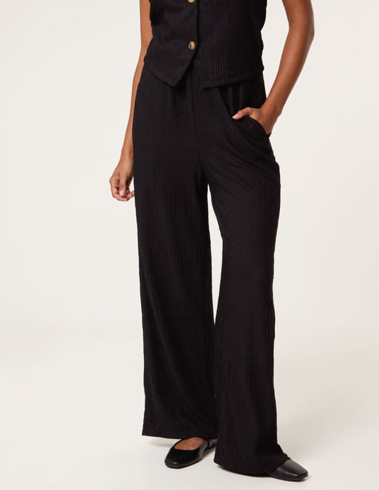Crinkle Elasticated Waist Wide Leg Trousers - Image 2
