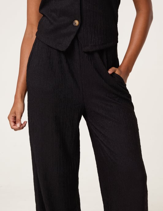 Crinkle Elasticated Waist Wide Leg Trousers - Image 3