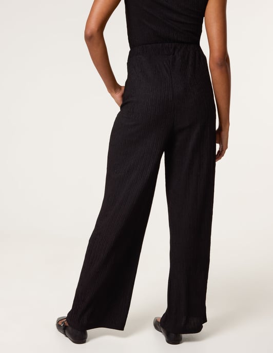 Crinkle Elasticated Waist Wide Leg Trousers - Image 4