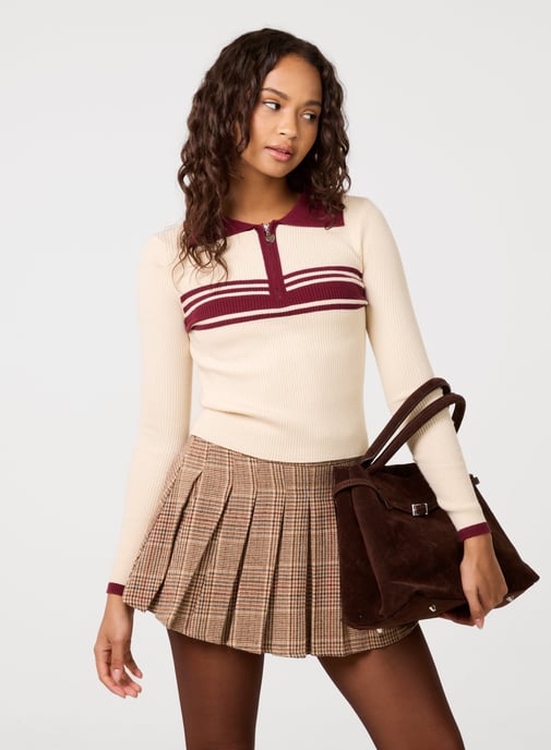 Stripe Front Zip Up Sweatshirt - Image 1