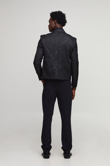 Oversized Boxy Jacquard Floral Blazer - Image 2