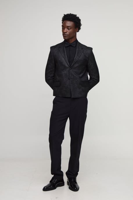 Oversized Boxy Jacquard Floral Blazer - Image 4
