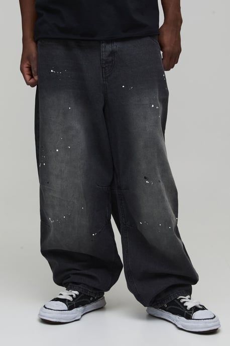 Tall Spray Washed Paint Splatter Balloon Jeans - Image 1