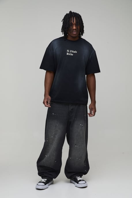 Tall Spray Washed Paint Splatter Balloon Jeans - Image 4