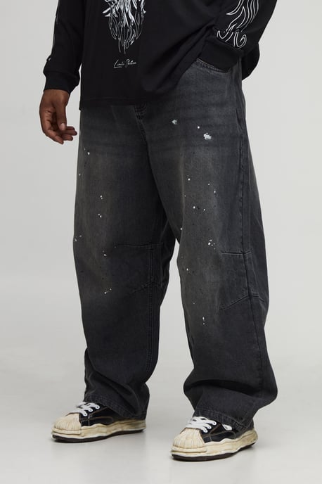 Plus Spray Washed Paint Splatter Balloon Jeans - Image 1