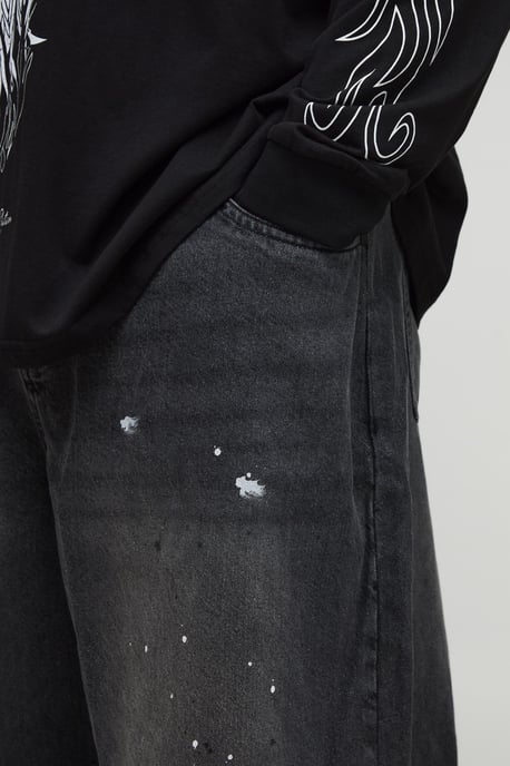 Plus Spray Washed Paint Splatter Balloon Jeans - Image 3