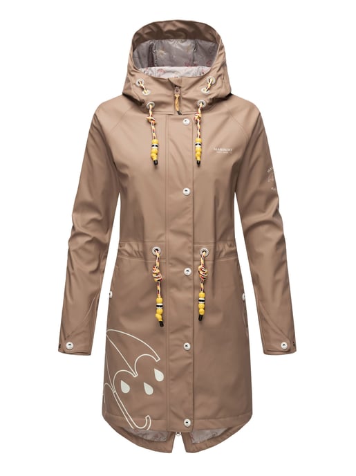 Marikoo women’s raincoat – Dancing Umbrella, waterproof with hood - Image 1