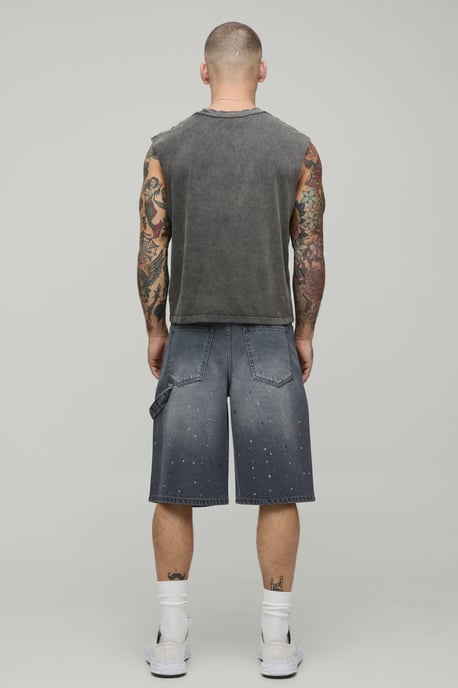 All Over Rhinestone Overdye Jorts - Image 2