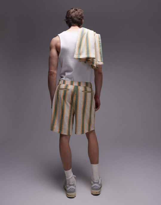 Topman co-ord crochet bright stripe shorts - Image 2