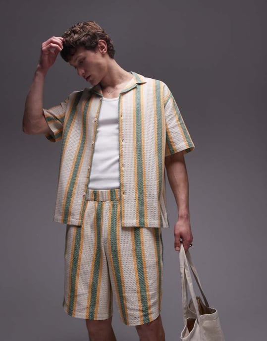 Topman co-ord crochet bright stripe shorts - Image 3