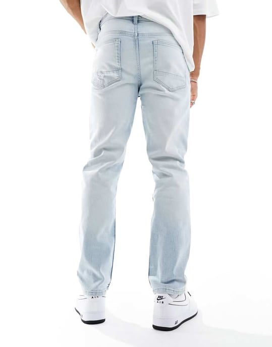 Cotton On slim fit raka jeans i tvättad blå - Image 3