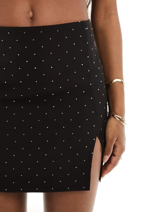 ASOS DESIGN co-ord hotfix minikjol i svart - Image 2