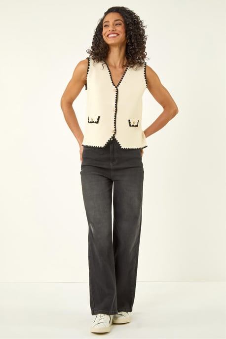 Contrast Knit Waistcoat - Image 2