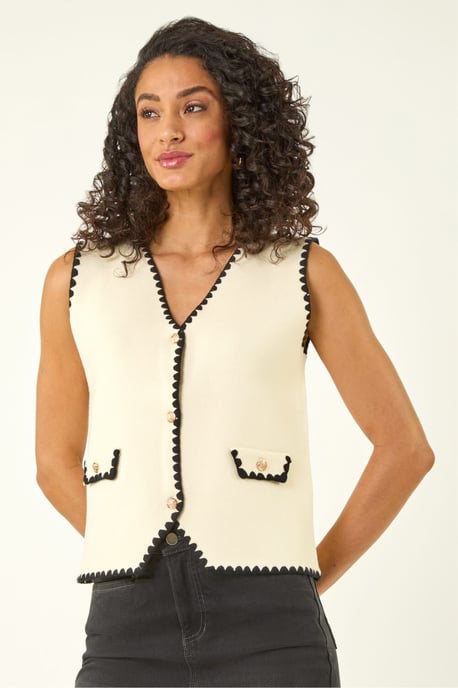 Contrast Knit Waistcoat - Image 4