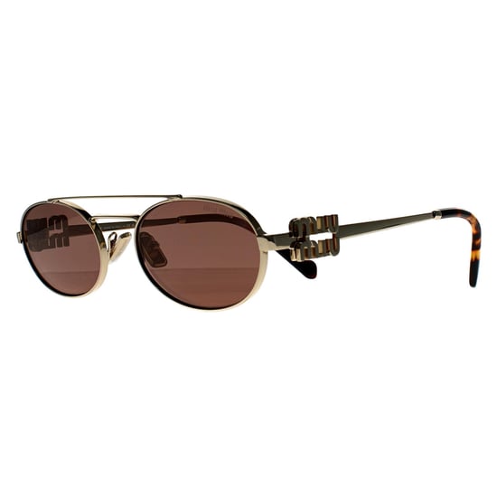 Miu Miu Oval Womens Pale Gold Brown Silver MU 54ZS - Image 2