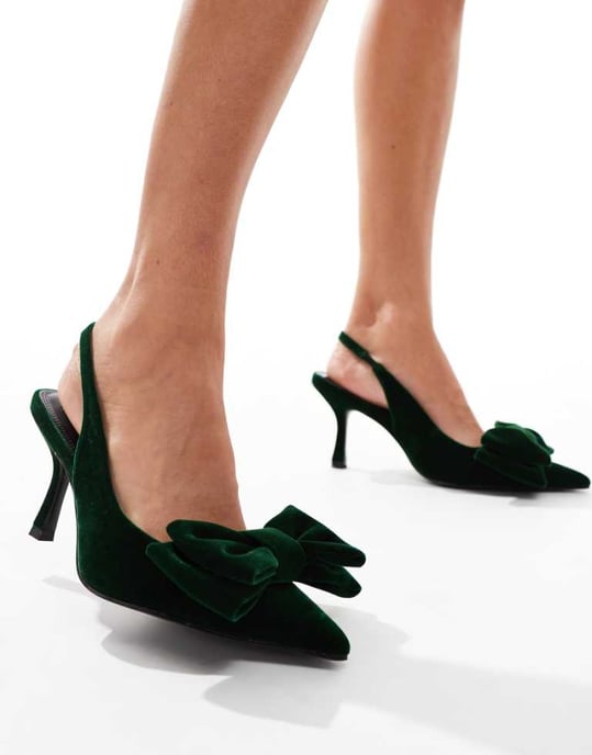 ASOS DESIGN Saffirbågdetalj medelhöga skor i grönt - Image 1