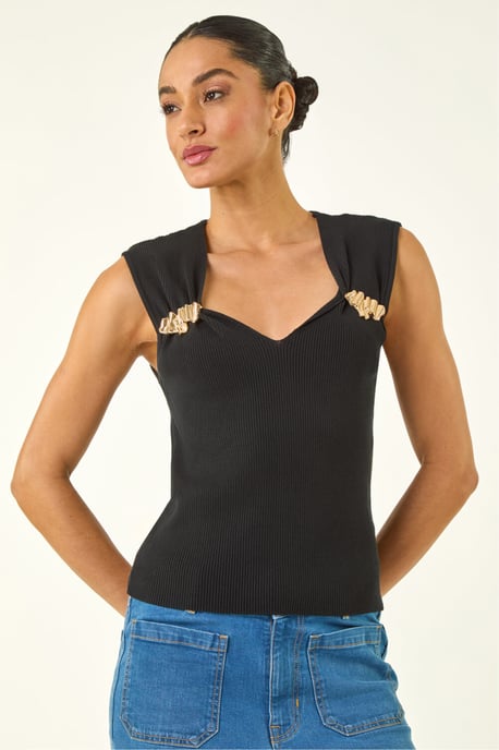 Hardware Trim Knit Top - Image 2