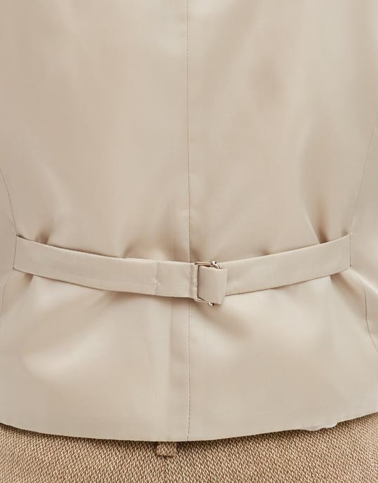 ASOS DESIGN wedding slim wool mix suit waistcoat in beige basketweave texture - Image 3