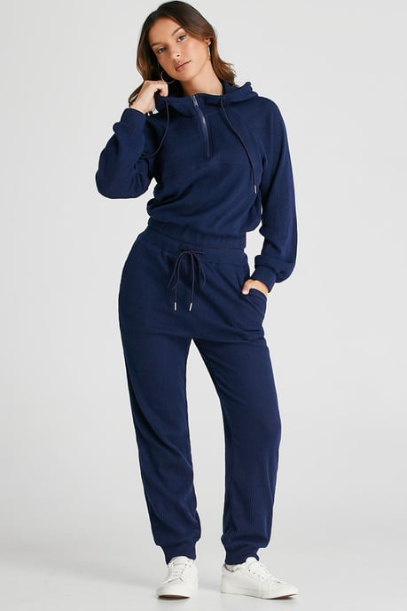 Hooded Ribbed Knit Jogger Set - Image 2