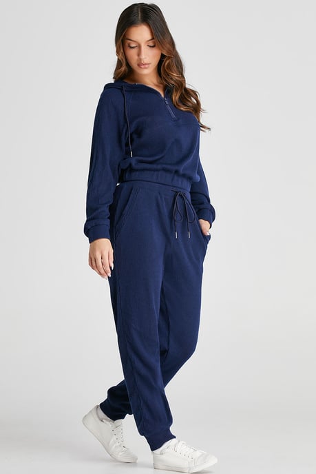 Hooded Ribbed Knit Jogger Set - Image 3