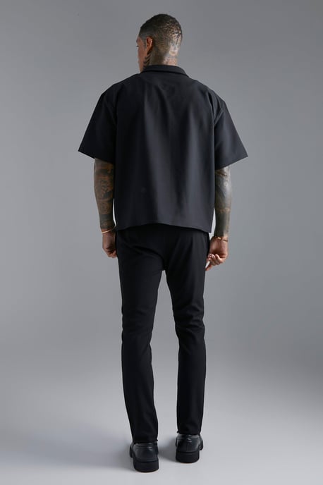 Short Sleeve Stretch Oversized Boxy Fit Shirt - Image 2