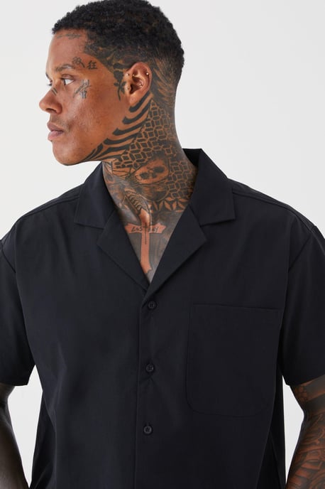Short Sleeve Stretch Oversized Boxy Fit Shirt - Image 3