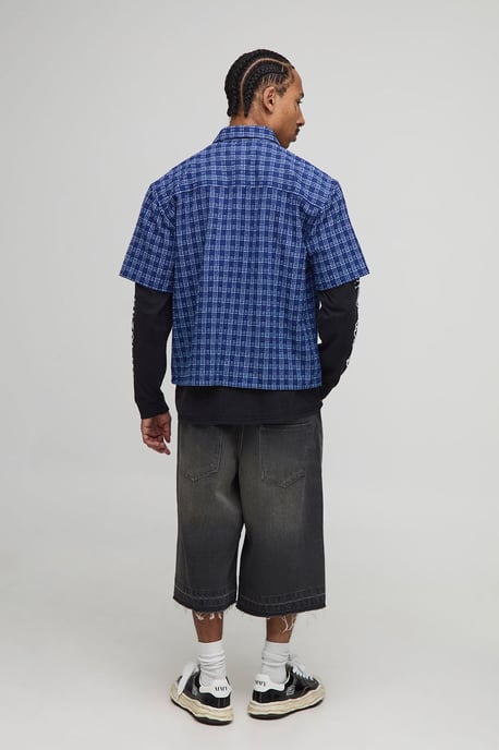 Oversized Microcheck MMXIII Applique Double Pocket Boxy Shirt - Image 2
