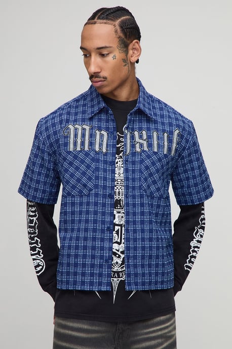 Oversized Microcheck MMXIII Applique Double Pocket Boxy Shirt - Image 3
