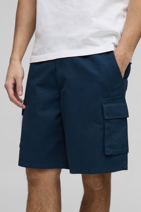 Fixed Waist Baggy Cargo Twill Shorts - Image 3