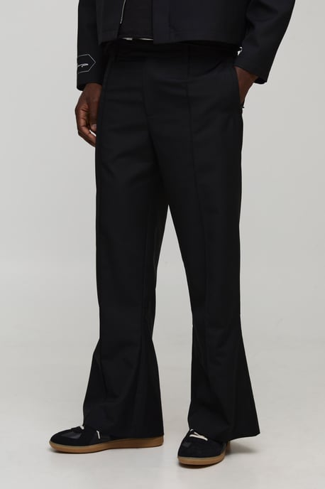 Flared Pintuck Smart Tailored Trousers - Image 1