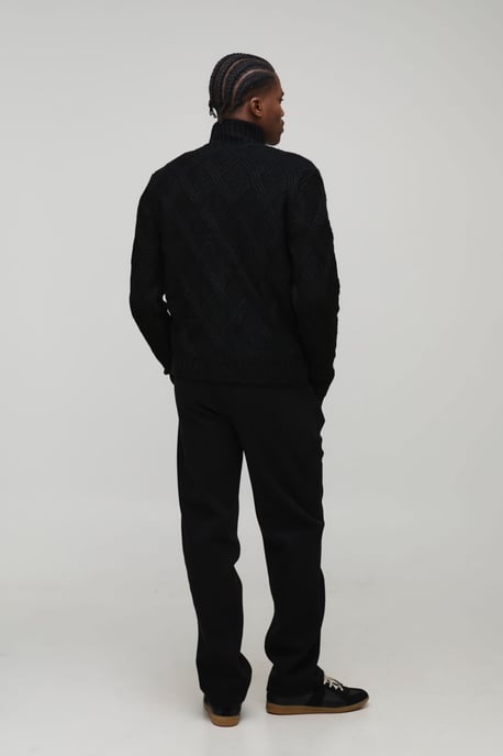 Boxy Cross Hatch Zip Thru Knitted Jacket - Image 2